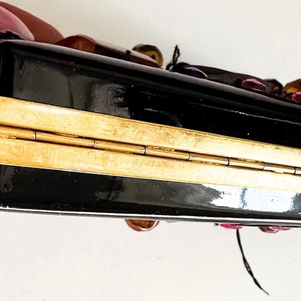 Rare Vintage Yves Saint Laurent Jeweled Patent Leather Minaudière Clutch - Picture 14 of 14